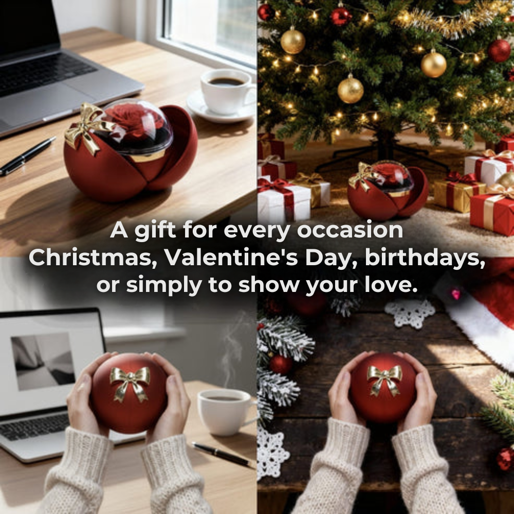 Spherical Rose Box – With Engraved Double Heart Necklace