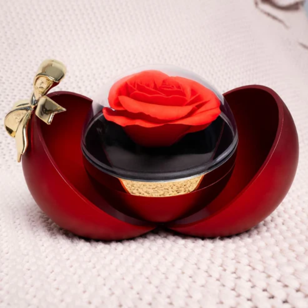 Spherical Rose Box – With Engraved Double Heart Necklace