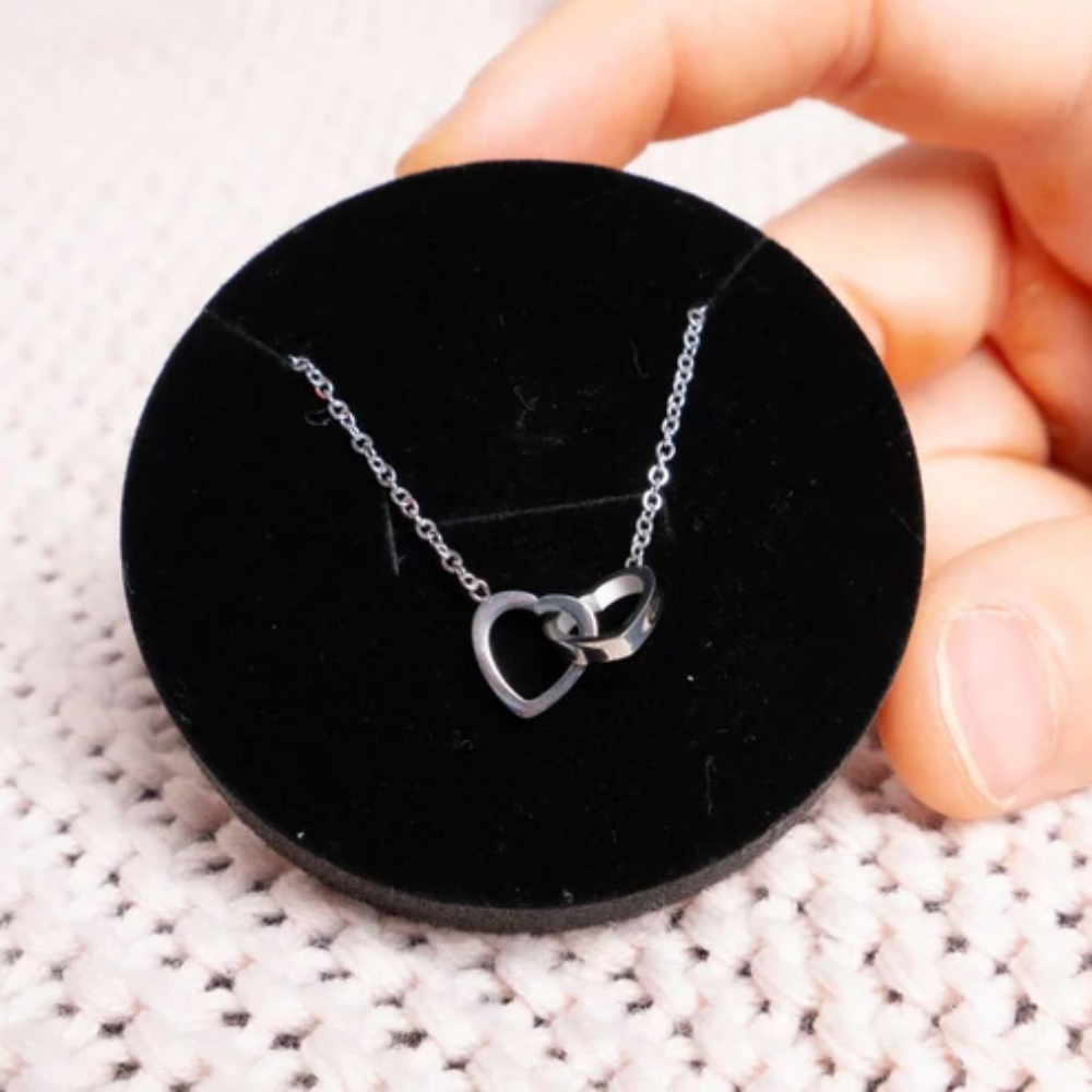 Spherical Rose Box – With Engraved Double Heart Necklace