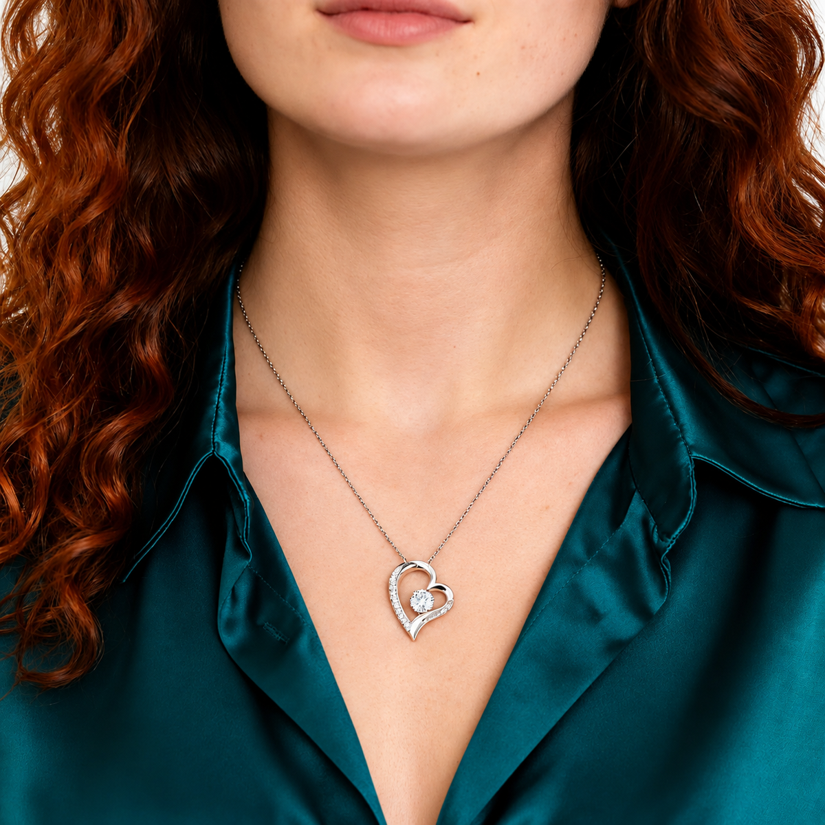 To My Sweetheart – Heart Pendant in 14k White Gold / 18k Yellow Gold Plating