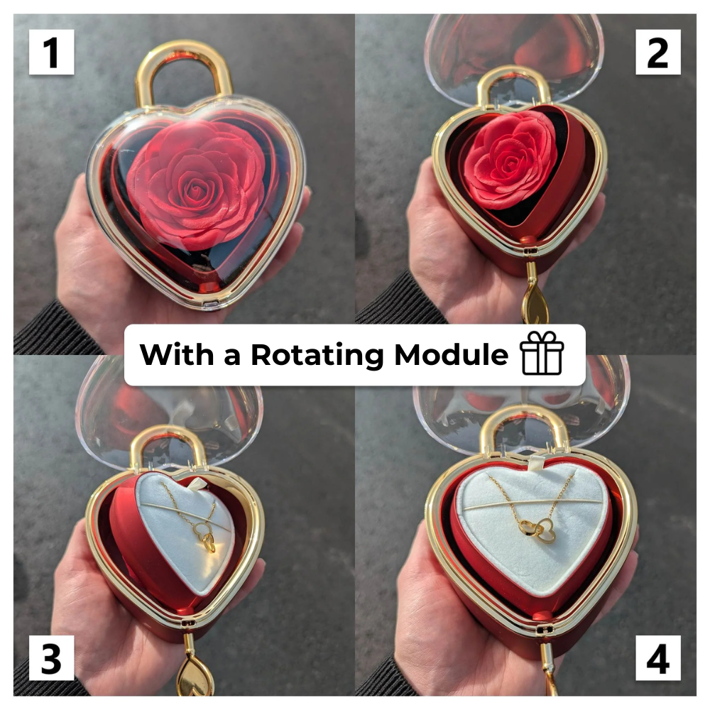 Spherical Rose Key Box – With Engraved Double Heart Necklace