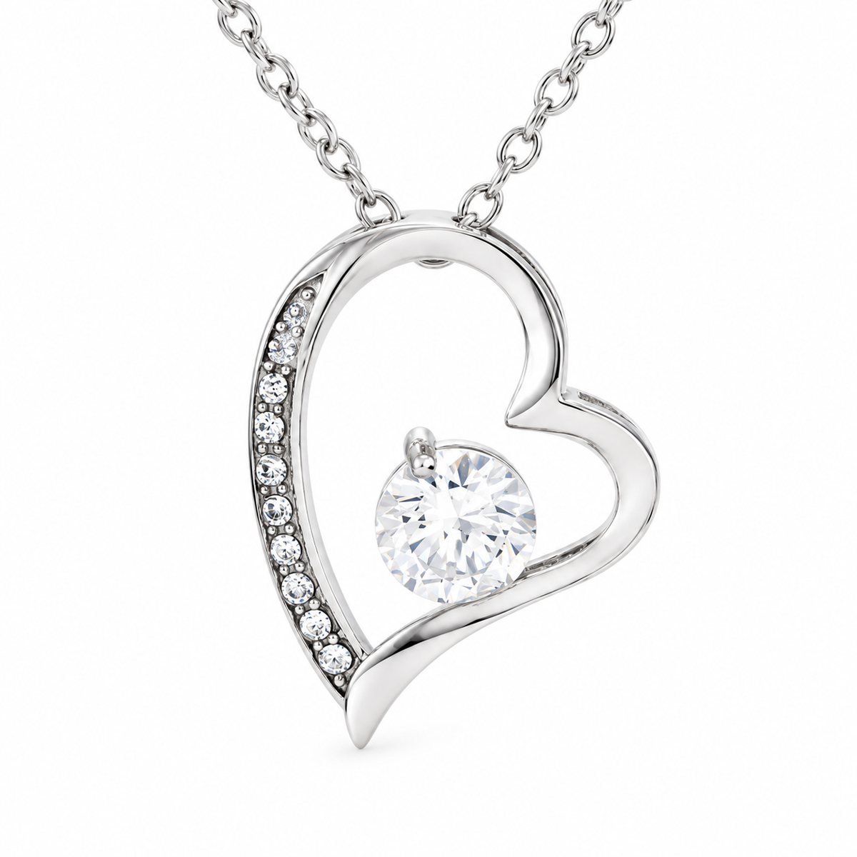 To My Sweetheart – Heart Pendant in 14k White Gold / 18k Yellow Gold Plating