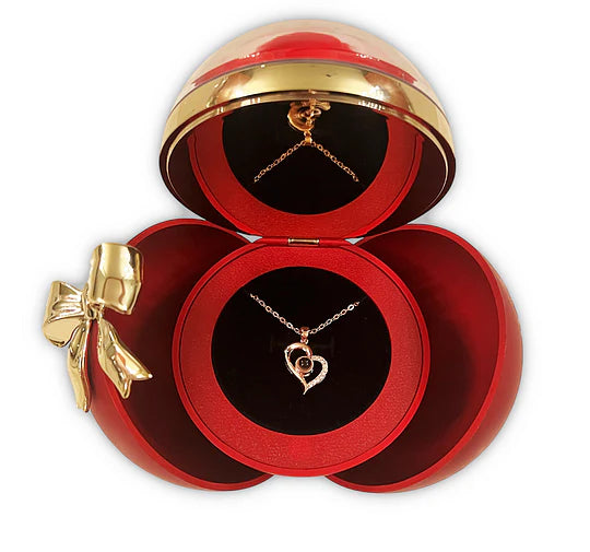 Spherical rose box - With “I love you” pendant necklace