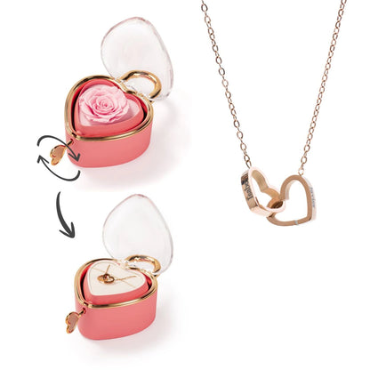 Spherical Rose Key Box – With Engraved Double Heart Necklace