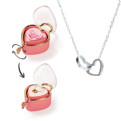 Spherical Rose Key Box – With Engraved Double Heart Necklace