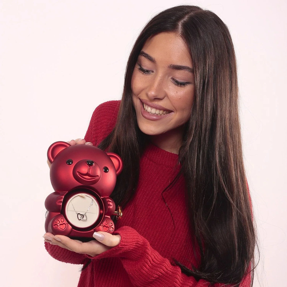 Eternal Rose Bear & Personalized Necklace