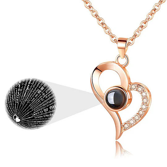 Spherical rose box - With “I love you” pendant necklace